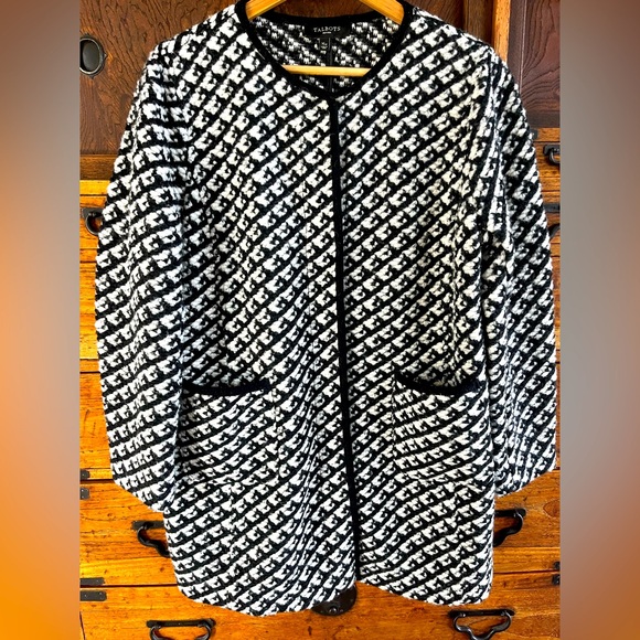 Talbots Black/White Sweater Jacket Size: XLP - Picture 1 of 8